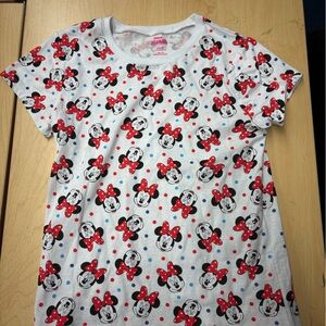 Disney Minnie Mouse White and Red Polka Dot Tee
